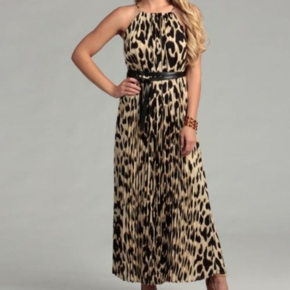CALVIN KLEIN Leopard Print Maxi‎ Dress Sz 4
